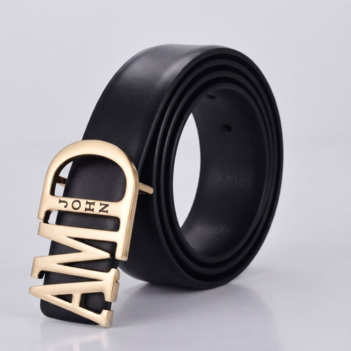 Ceinture AFFIRMATION noire personnalisée avec prénom et boucle dorée