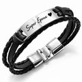 
Bracelet LIEN noir personnalisé avec message sur plaque argentée