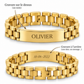 Bracelet CLASSIQUE doré personnalisé avec prénom Olivier et date gravée au dos