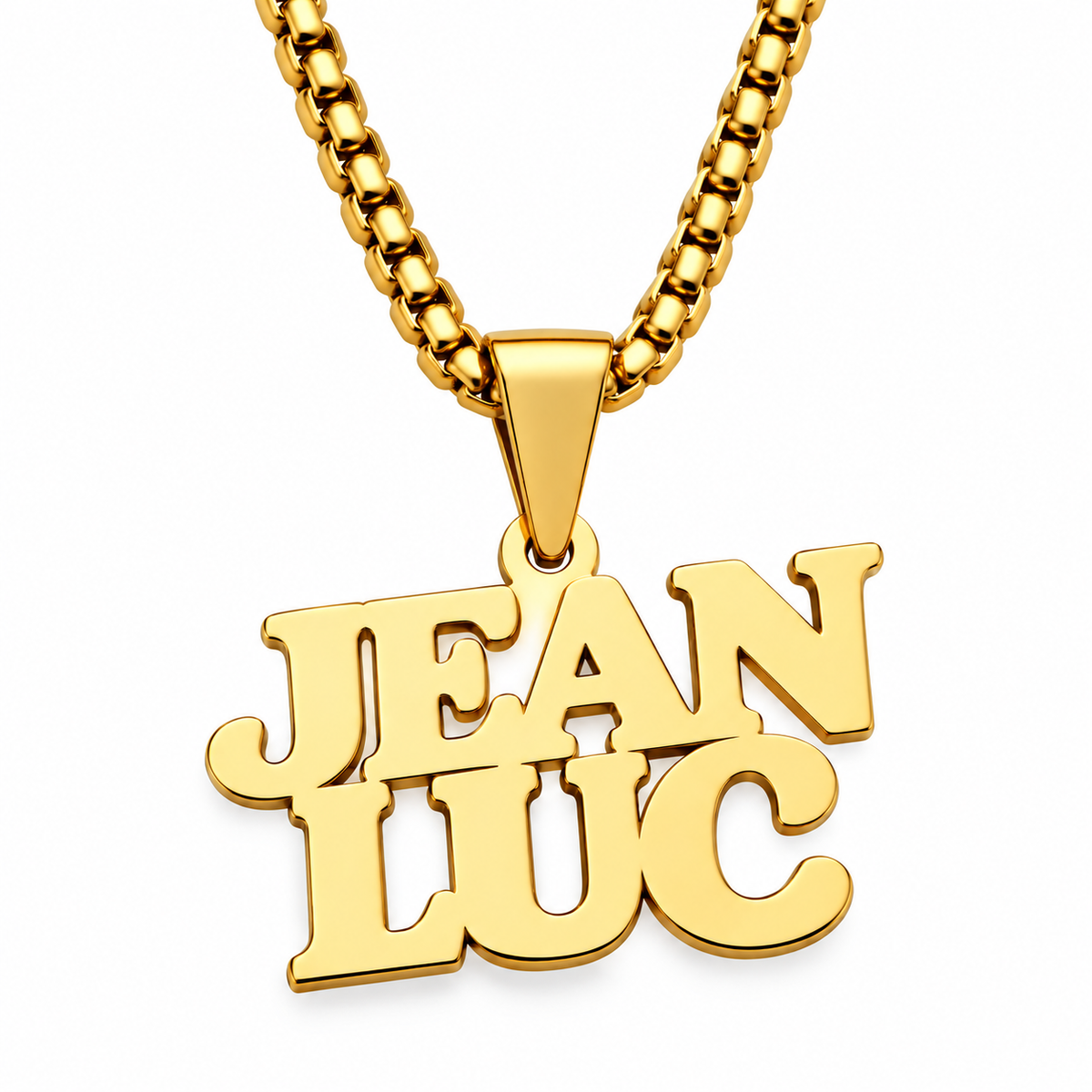 Collier DUO doré personnalisé avec les prénoms Jean et Luc