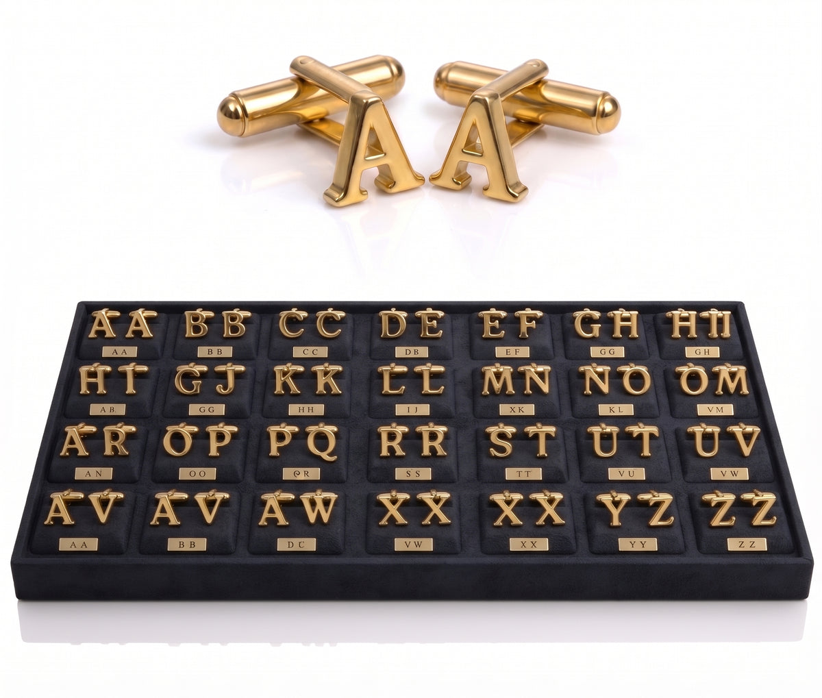 Boutons de manchette ALPHABET dorés avec lettres personnalisables de A à Z