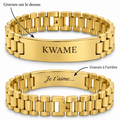 Bracelet MAJESTÉ doré grand modèle personnalisé avec gravure recto verso