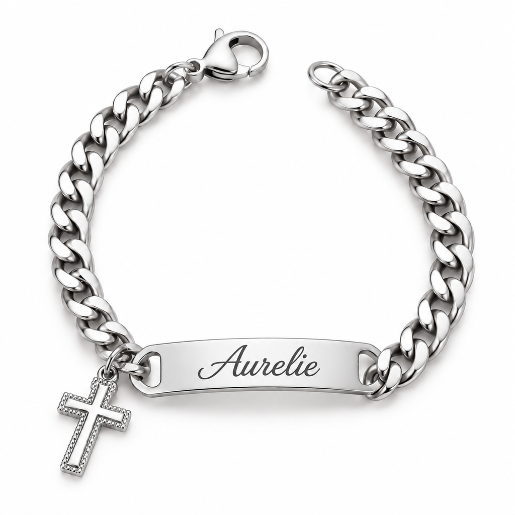 Bracelets croix ALLIANCE personnalisés argenté femme