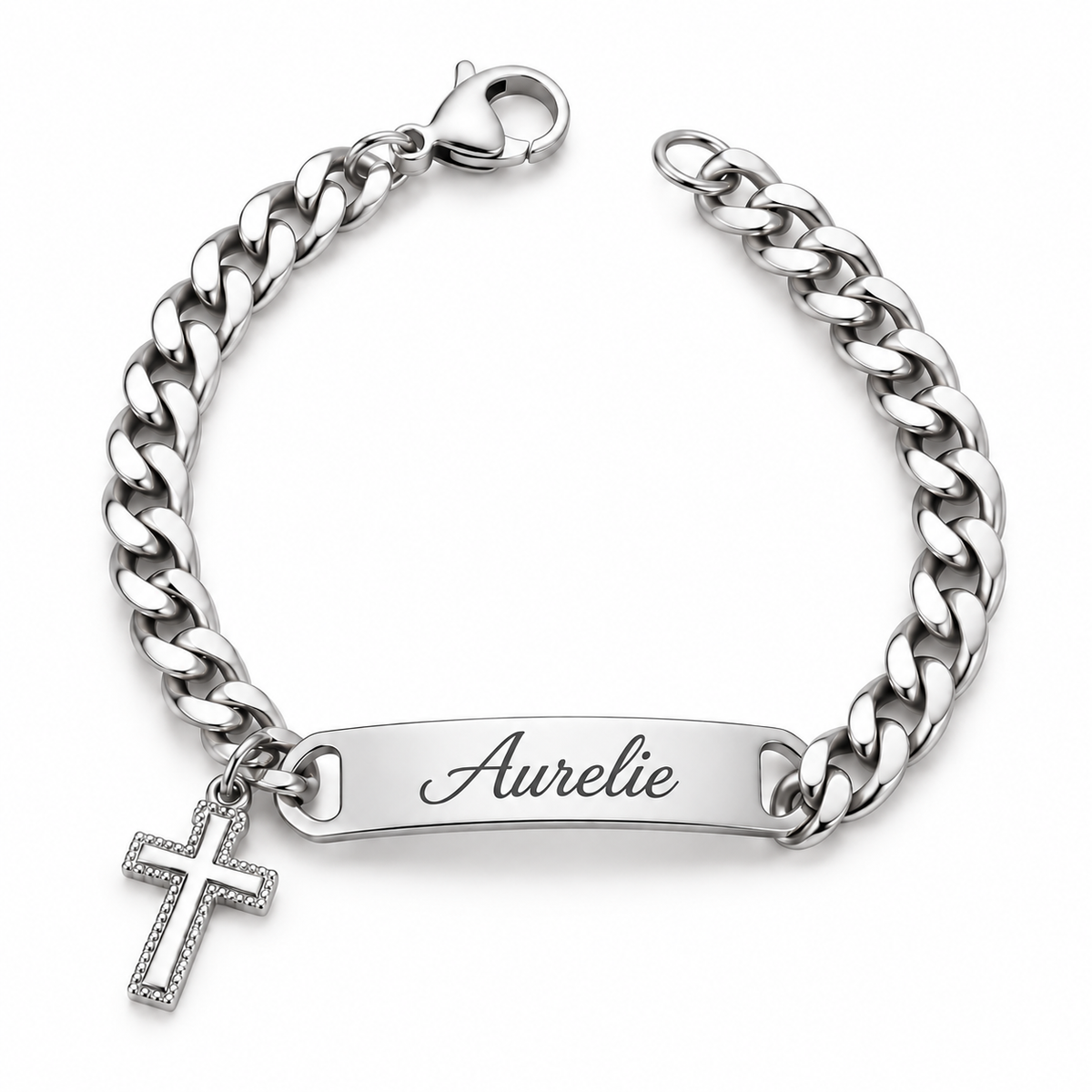 Bracelets croix ALLIANCE personnalisés argenté femme