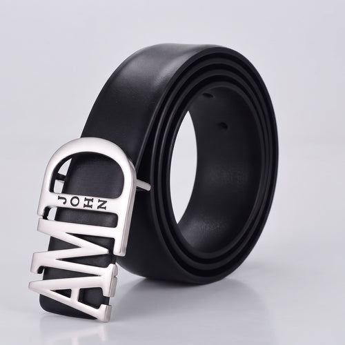 Ceinture AFFIRMATION noire personnalisée avec prénom et boucle argenté