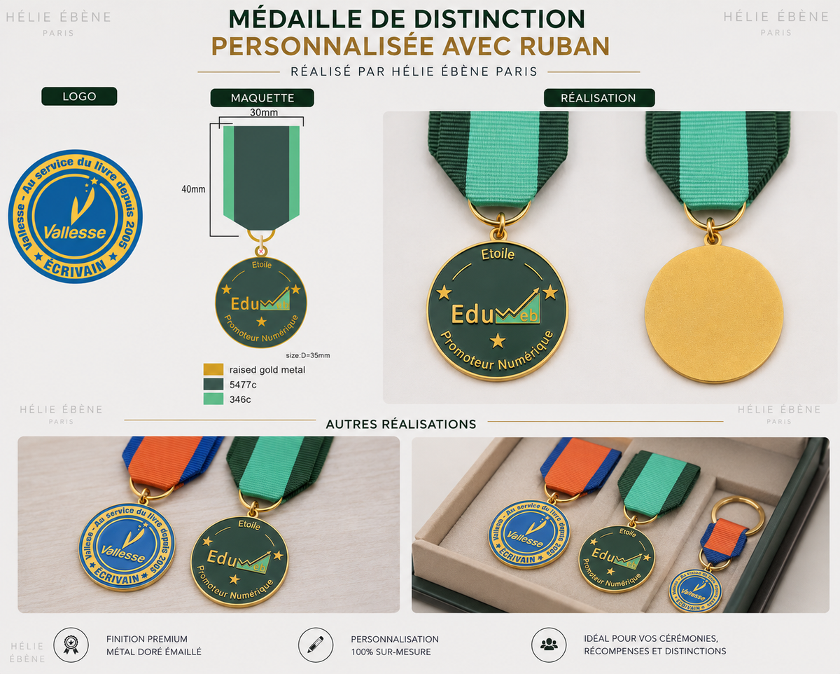 Médaille sur mesure personnalisée avec logo EduWeb et logo VALLESSE
