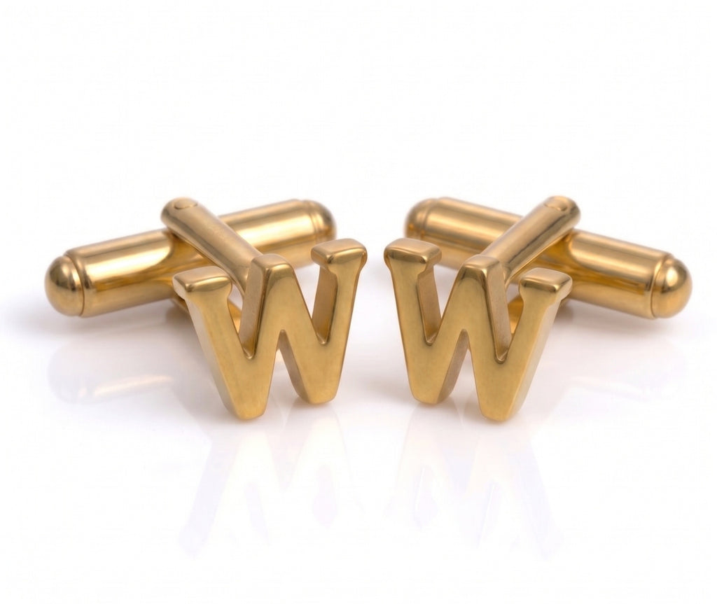 Boutons de manchette ALPHABET dorés avec lettres personnalisables de WW