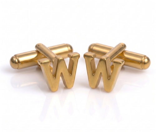 Boutons de manchette ALPHABET dorés avec lettres personnalisables de WW