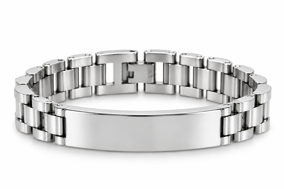 Bracelet CLASSIQUE argenté SUR FOND BLANC