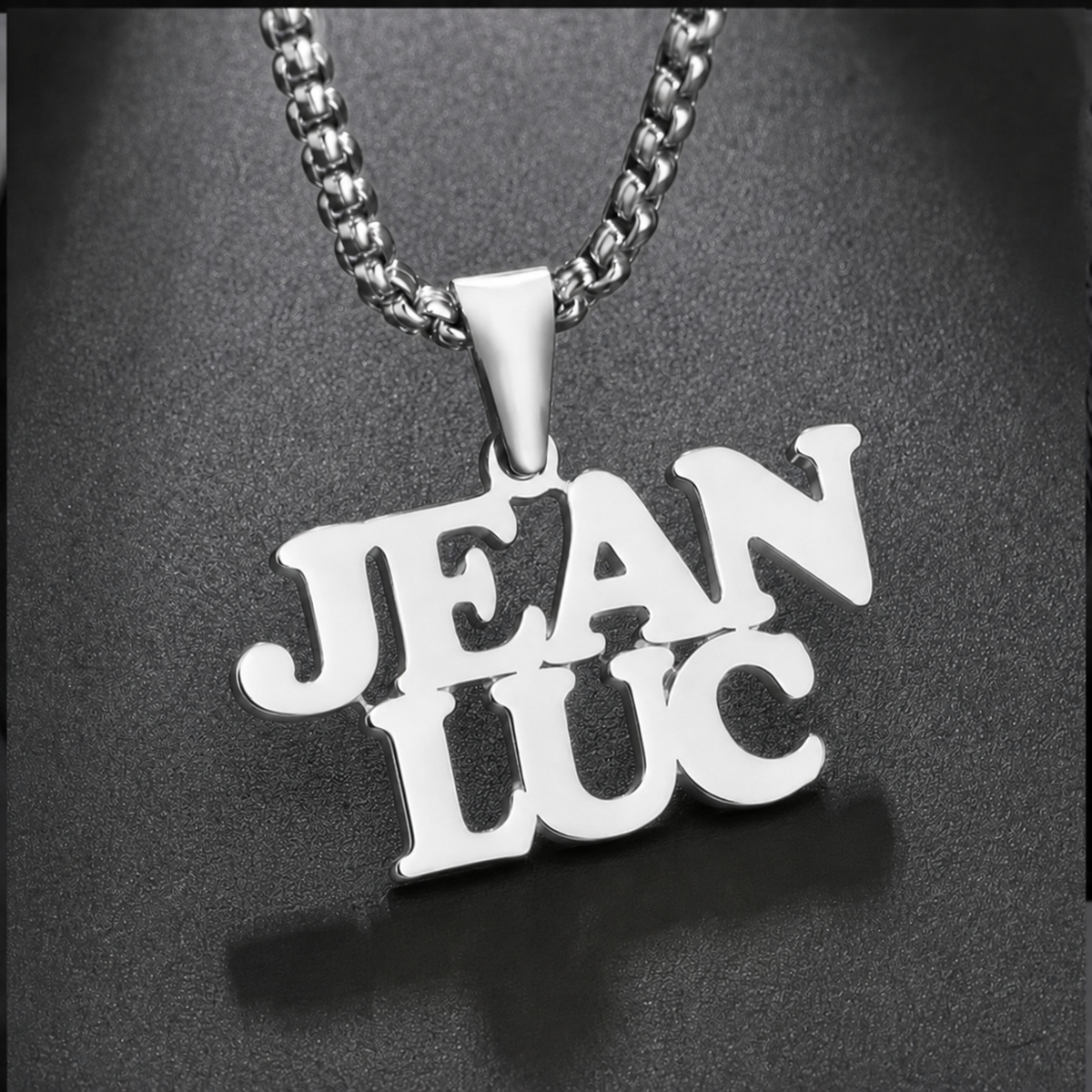 Collier DUO argenté personnalisé avec les prénoms Jean et Luc