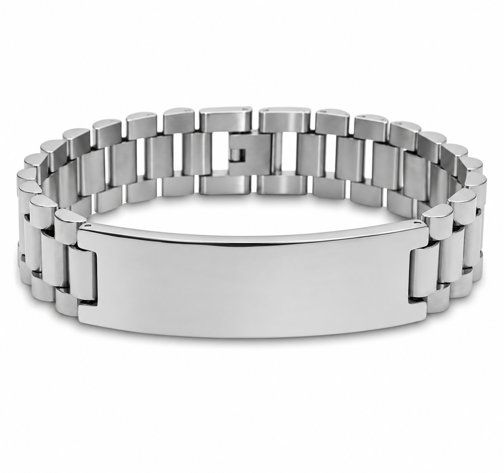 Bracelet MAJESTÉ argenté grand modèle personnalisé 