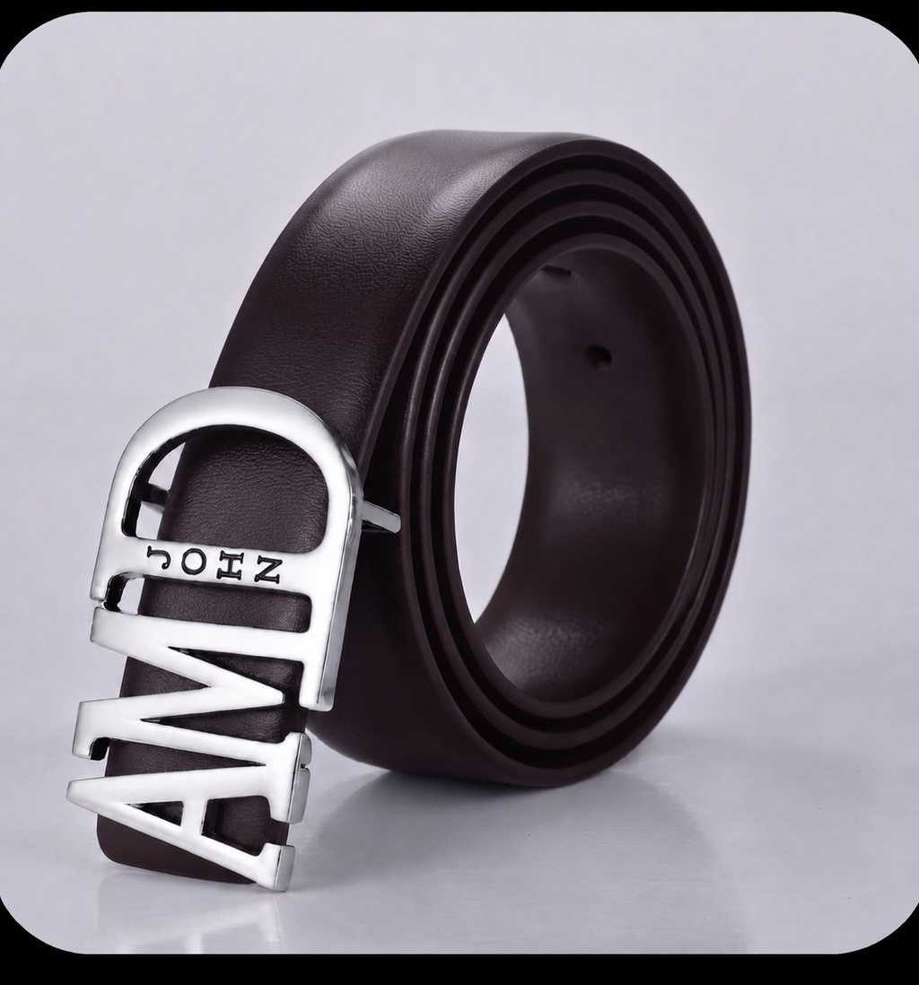 Ceinture AFFIRMATION noire personnalisée avec prénom et boucle argenté
