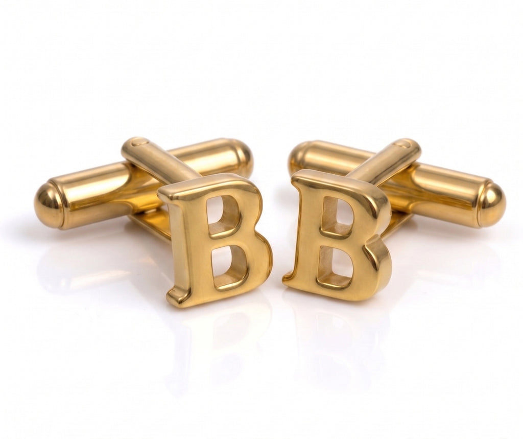 Boutons de manchette ALPHABET dorés avec lettres personnalisables de BB