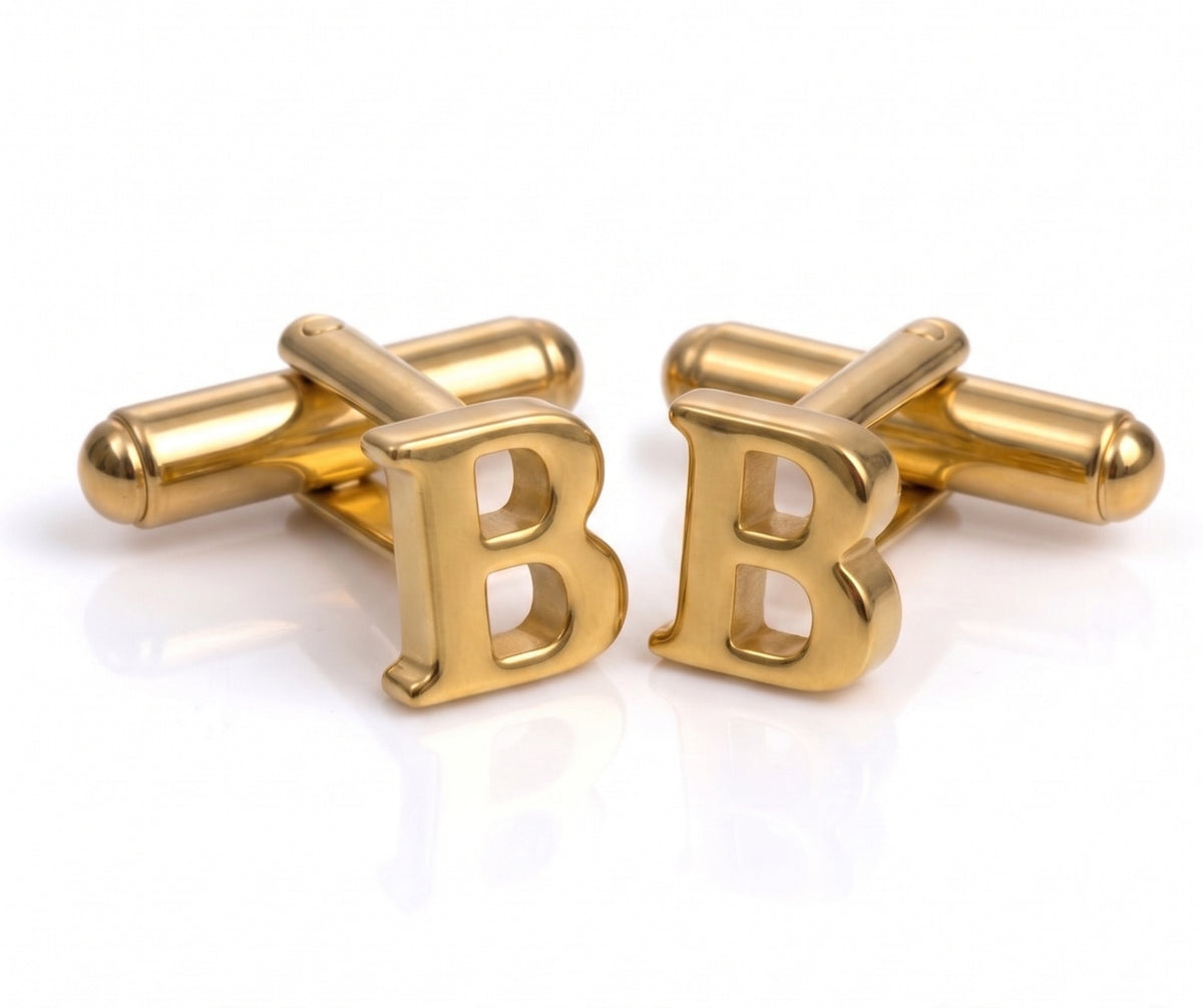 Boutons de manchette ALPHABET dorés avec lettres personnalisables de BB