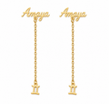 Boucles d’oreilles prénom personnalisées Amaya dorées avec pendentif inspiration tabouret Akan