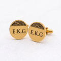 Boutons de manchette personnalisés EMPREINTE  dorés  avec initiales et motif ethnique 