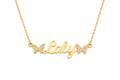 Collier prénom enfant Laly doré avec papillons scintillants