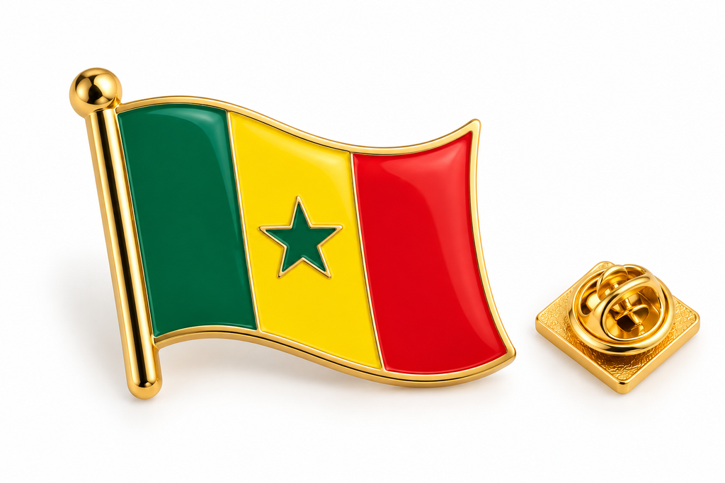 Pin's 3D drapeau du Sénégal vert jaune rouge avec étoile verte – Hélie Ébène