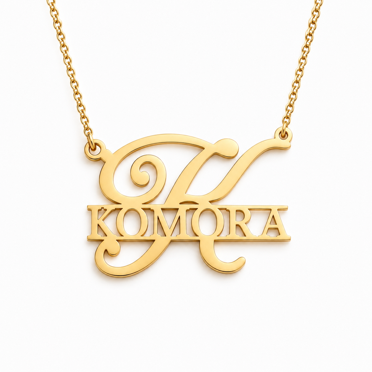 Collier initiale et prénom personnalisé KOMORA doré