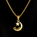 Collier LUNE  ÉTOILE doré personnalisé avec prénom Sarah FOND noir