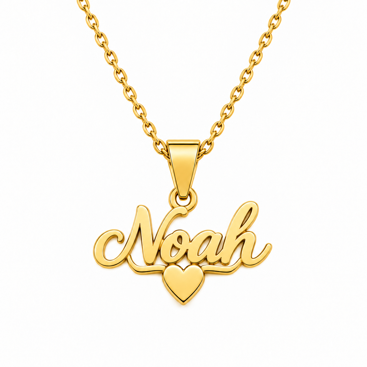 Collier prénom et cœur personnalisé enfant fille garçon – SMILE doré fond blanc