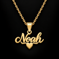 Collier prénom et cœur personnalisé enfant fille garçon – SMILE doré fond noir doré