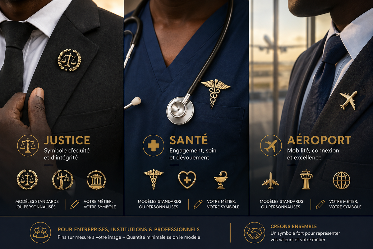 Pin’s métiers sur mesure pour les secteurs justice santé et aéroport