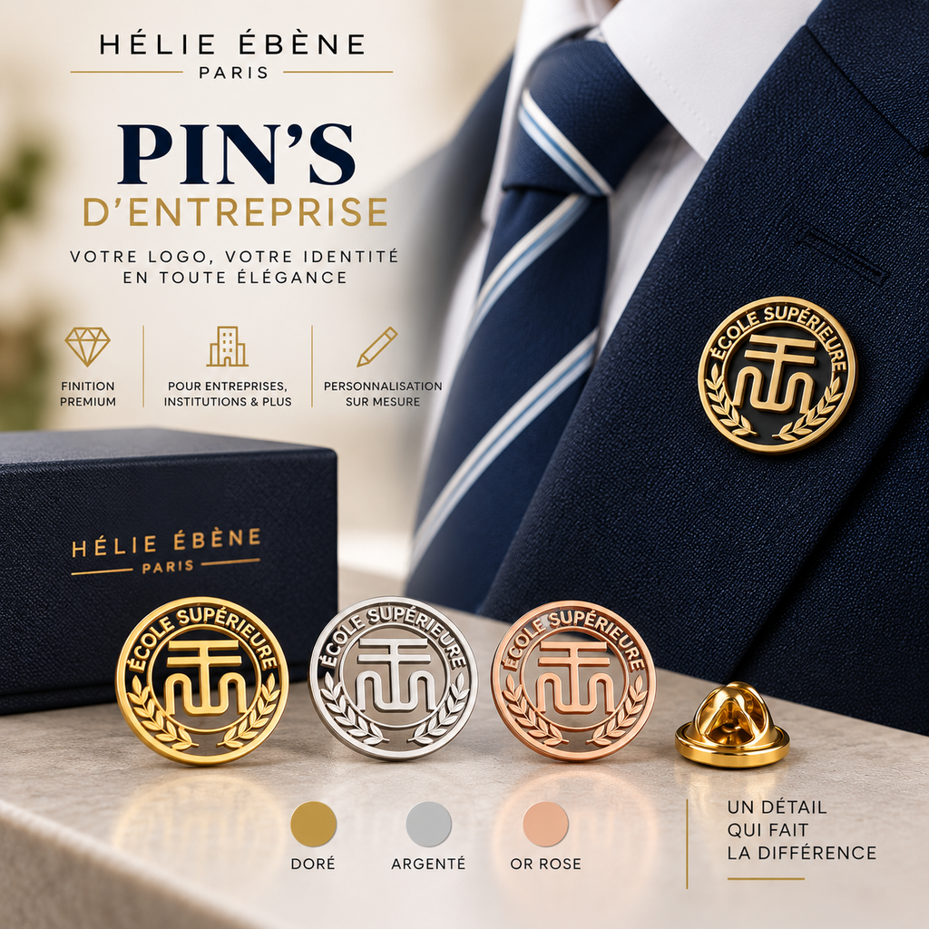 
Pin’s institutionnel doré ajouré École Supérieure réalisé sur mesure
