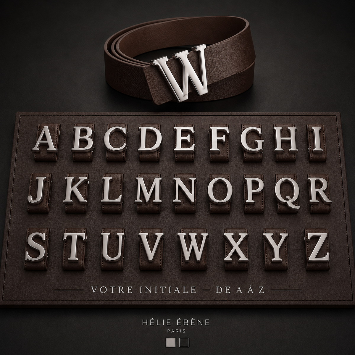 Boucles initiales A à Z argentées pour ceinture personnalisée ALPHABET