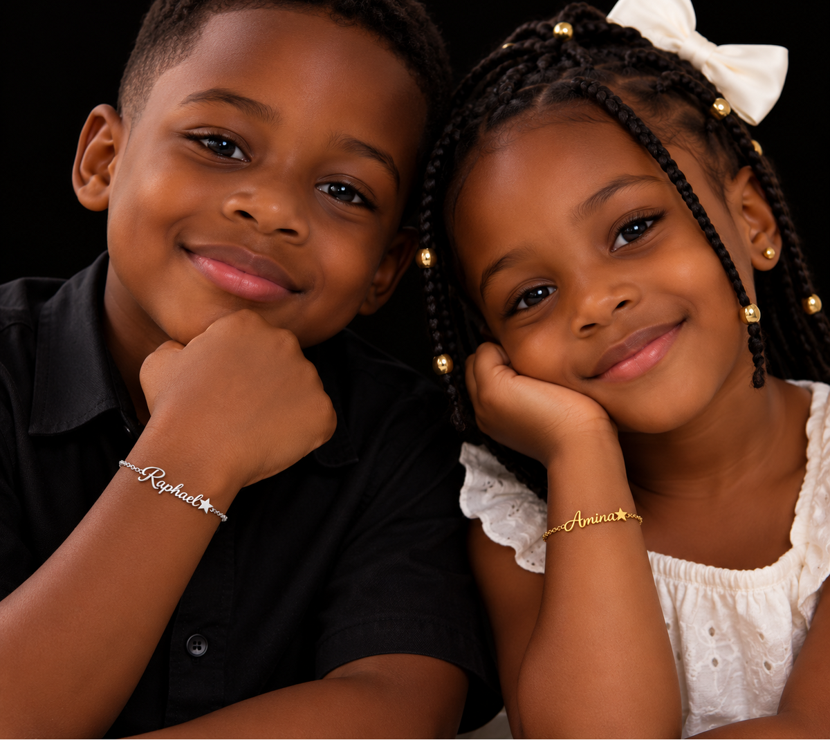 Bracelet prénom personnalisé enfant avec étoile – modèle ÉTOILÉ mixte porté