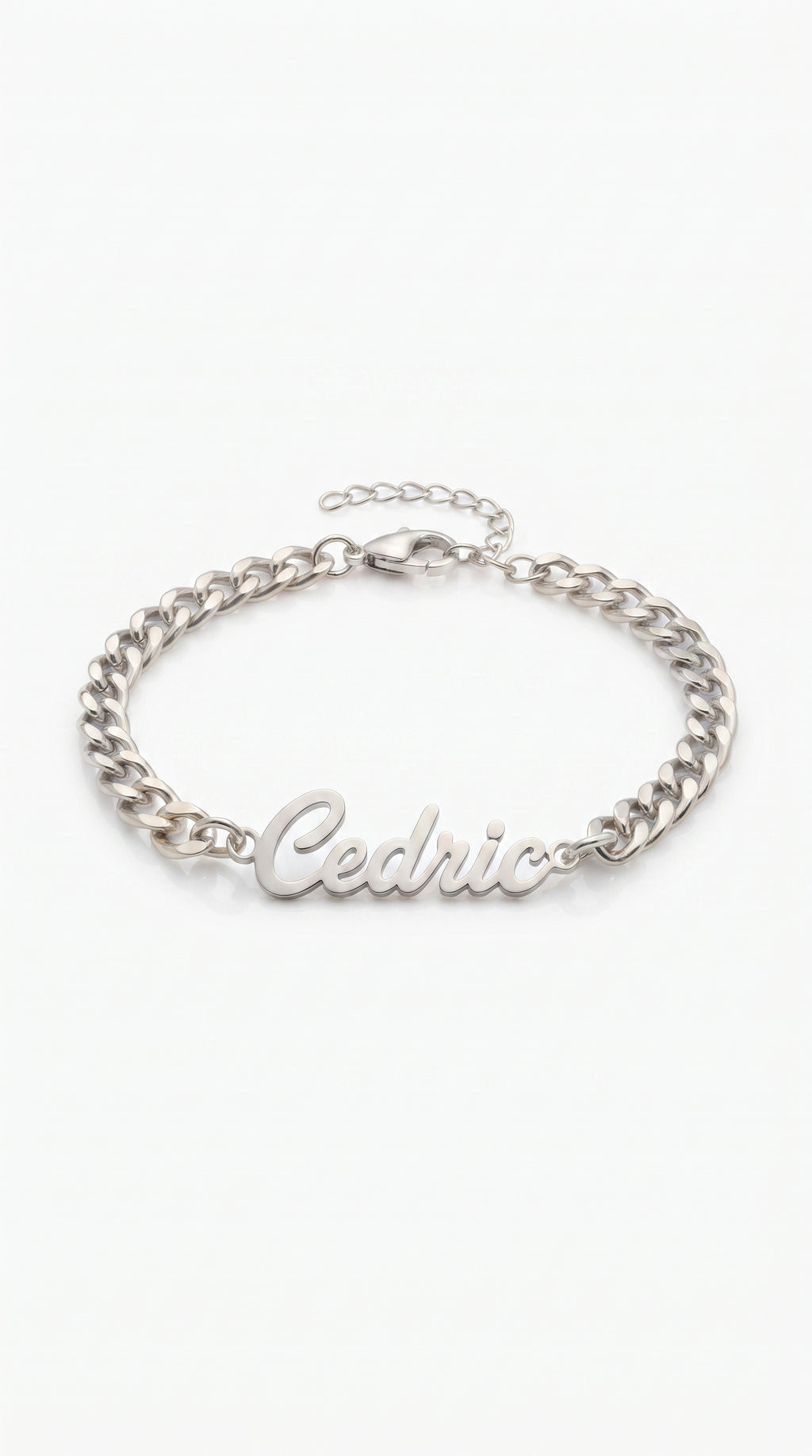 Bracelet prénom personnalisé Cédric argenté en acier inoxydable