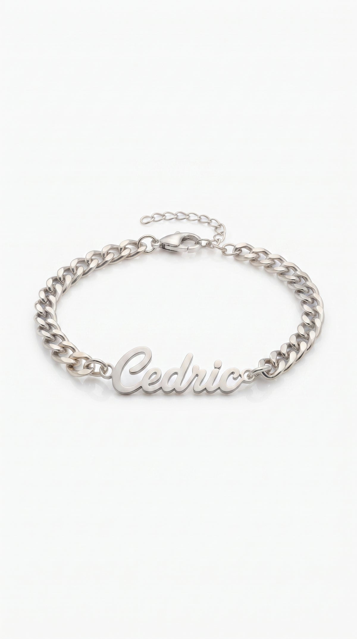 Bracelet prénom personnalisé Cédric argenté en acier inoxydable
