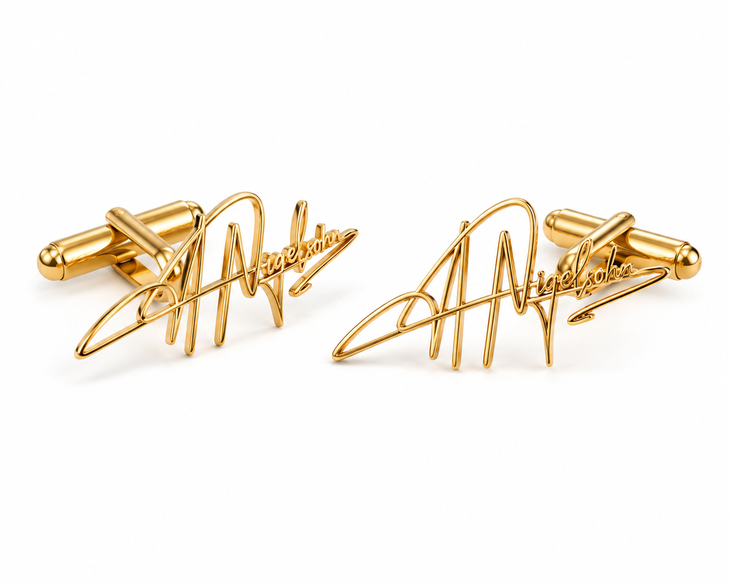 Boutons de manchette SIGNATURE dorés personnalisés à partir d’une signature manuscrite seul
