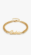 Bracelet prénom personnalisé Cédric doré en acier inoxydable