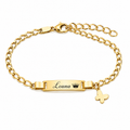 Bracelets prénom personnalisés enfant avec couronne et papillon – MERVEILLE PAPILLON fond blanc doré