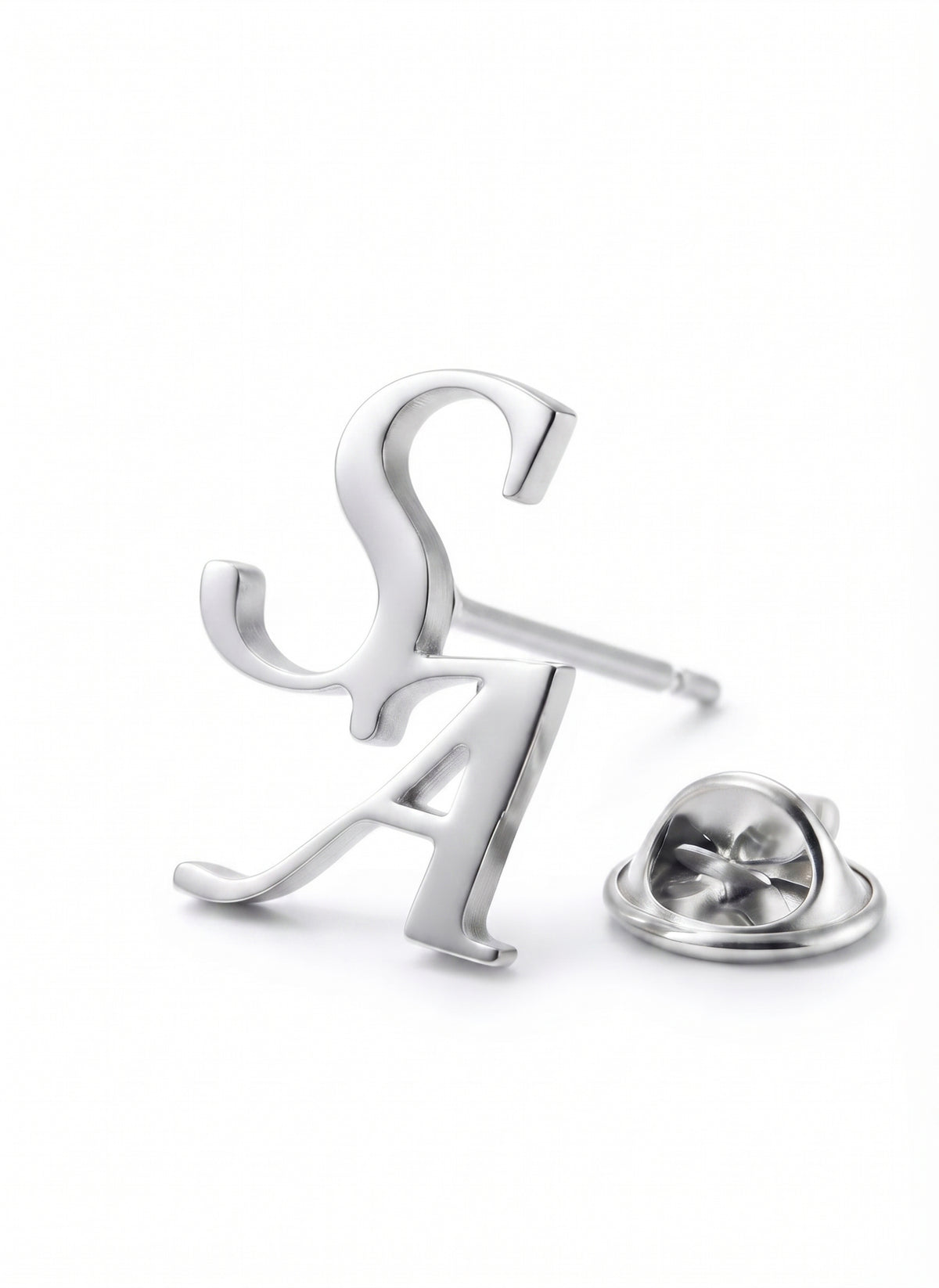 Pin’s ALLURE argenté personnalisé avec prénom sur fond blanc