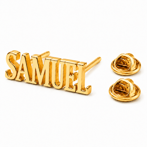 Pin's personnalisé CARACTÈRE doré avec prénom – HÉLIE ÉBÈNE