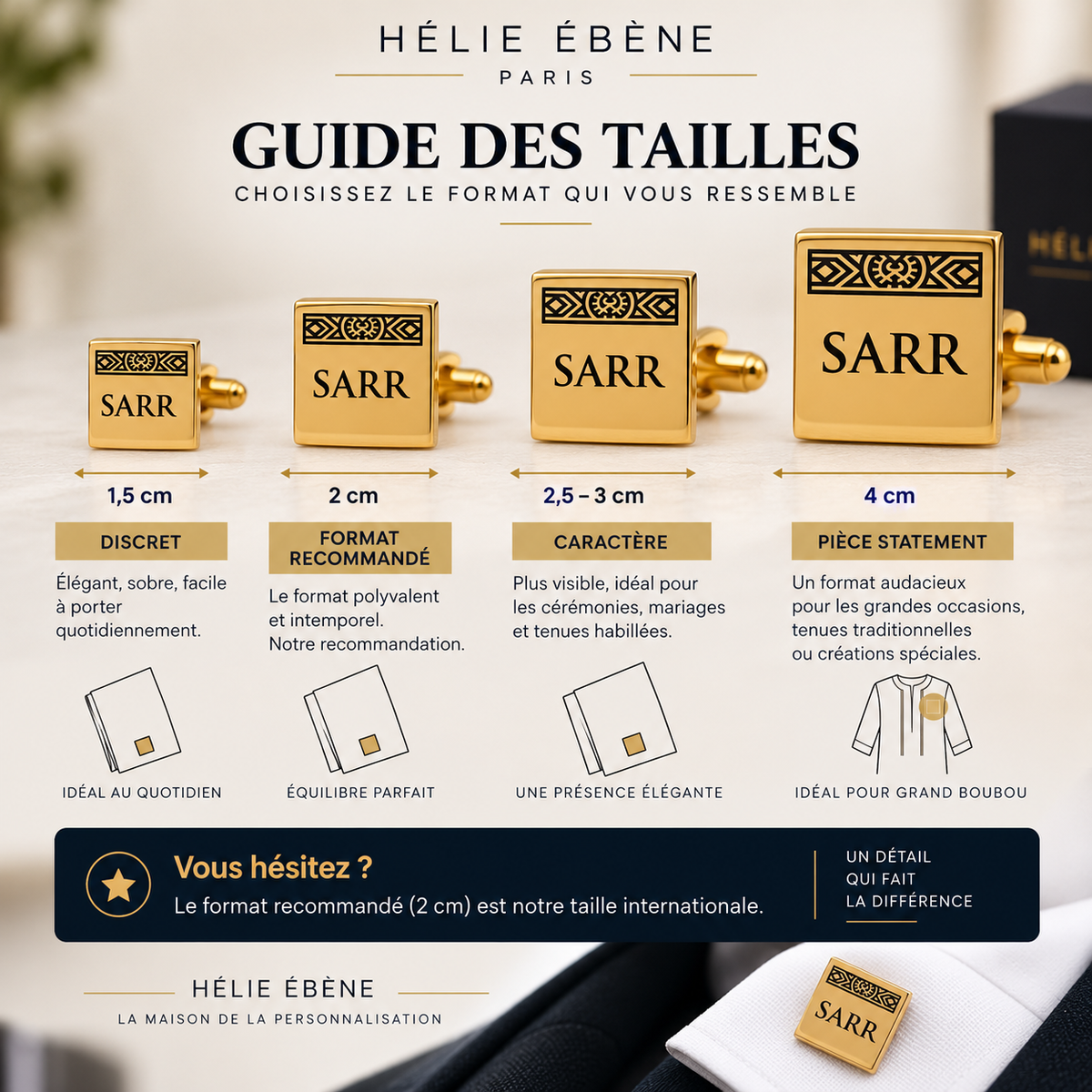 fiche explicative des tailles pin's lignée