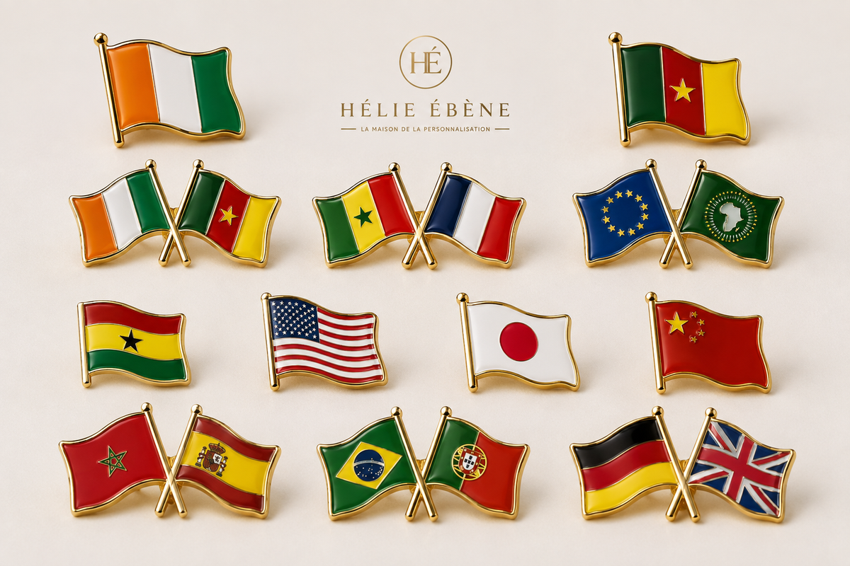 Exemples de pin's drapeaux et jumelages personnalisés sur mesure