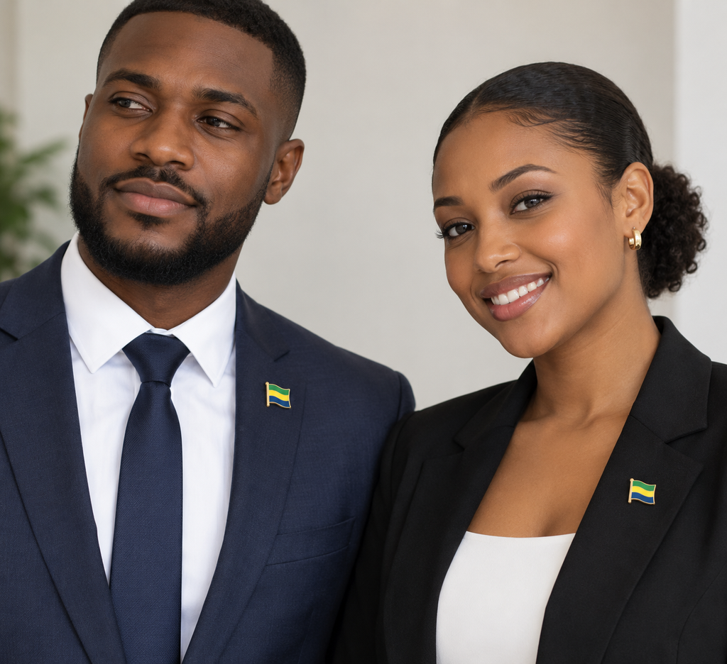 Pin's 3D drapeau du Gabon vert jaune bleu – Hélie Ébène Porté